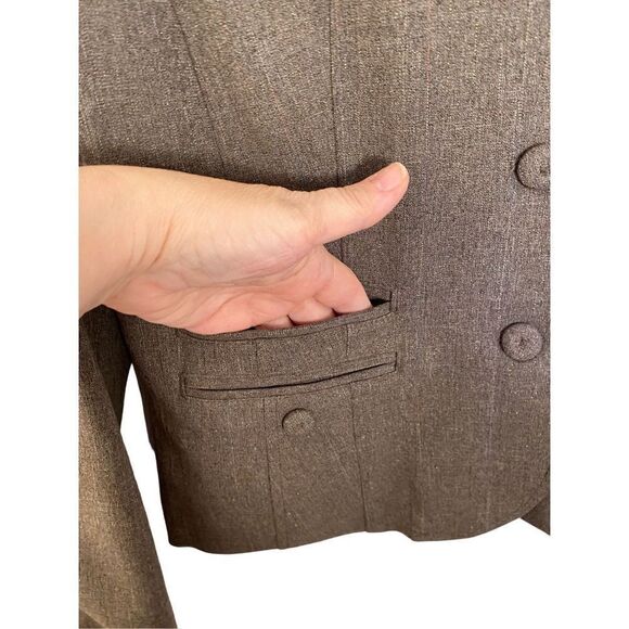 Sigrid Olsen women’s blazer/jacket, brown taupe multicolor, metallic thread, siz - Picture 3 of 5